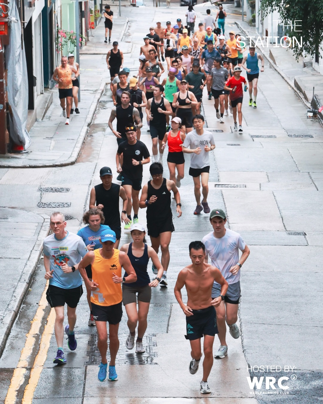 Runners leaving The Station for a Wazup community run